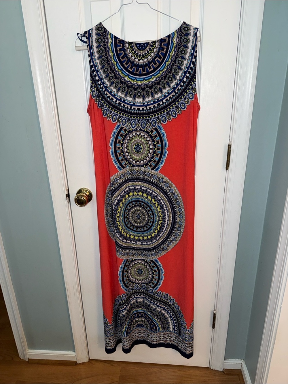 Studio One Coral Maxi with Blue and Navy Medallion Print - Picture 3 of 3